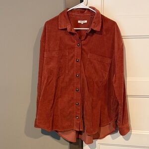 Madewell Corduroy Shirt Jacket in Dark Dusty Pink